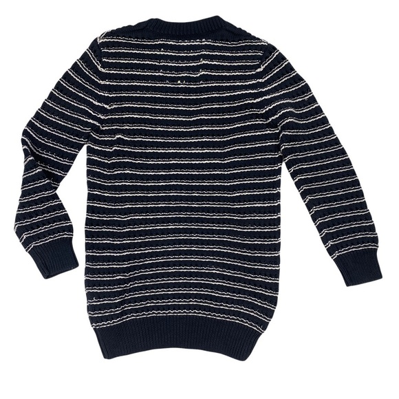 JACK WILLS Navy Blue & White Striped Knit Crewneck Sweater - Picture 2 of 4